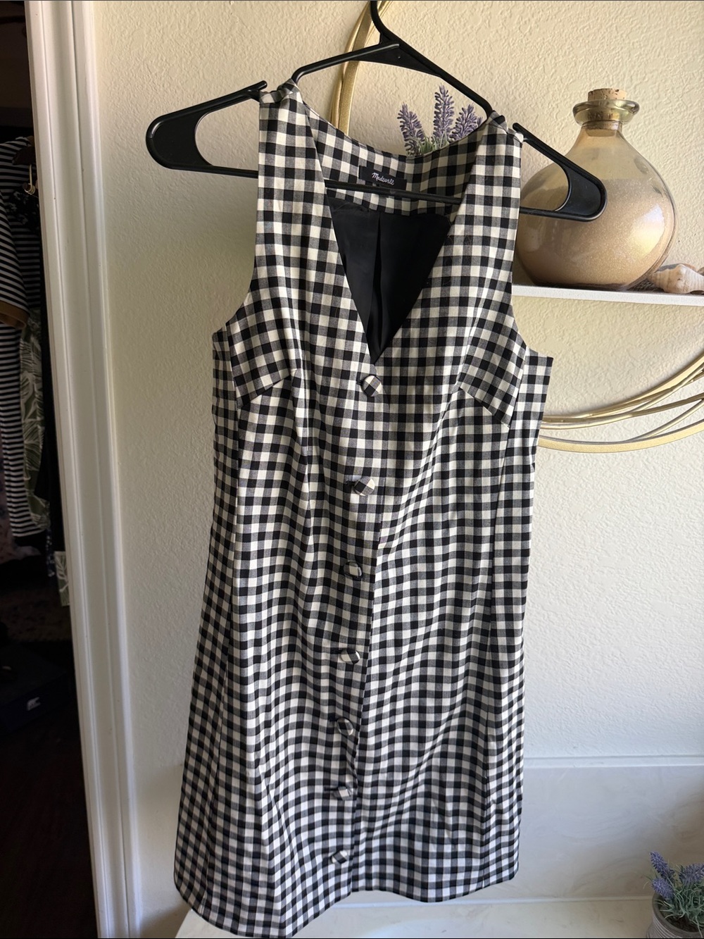 Madewell Black and White Gingham Mini Dress